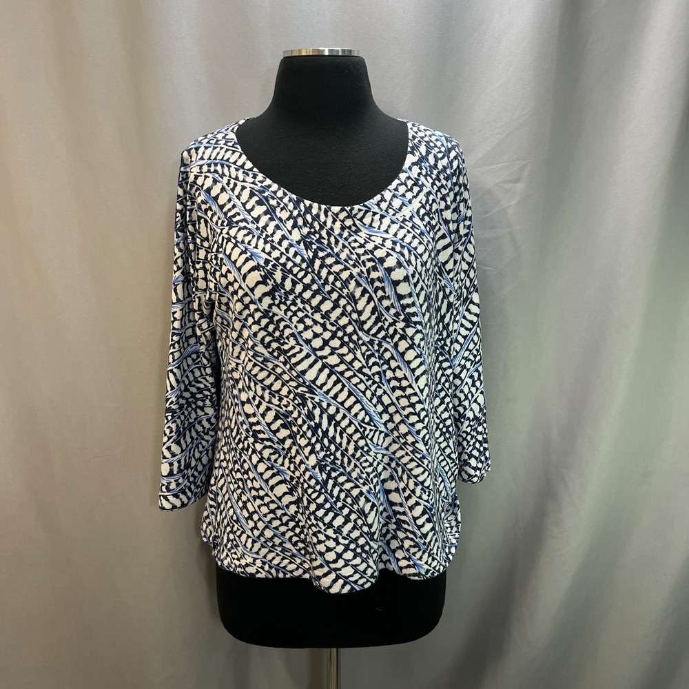 Nally & Millie Blouse Top Womens Petite XL Multicolor Geometric Print Restore